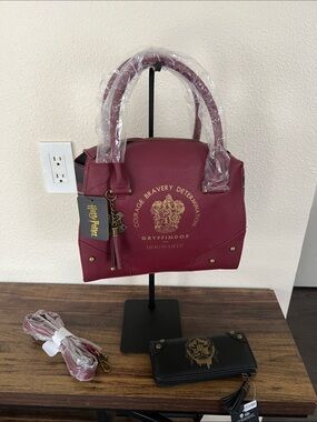 Gryffindor Crest Burgundy Tote Bag and Hogwarts wallet